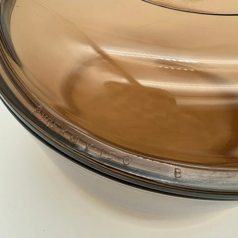 Corning Visions 1.5L Amber Glass Saucepan with Lid USA Vintage Cookware